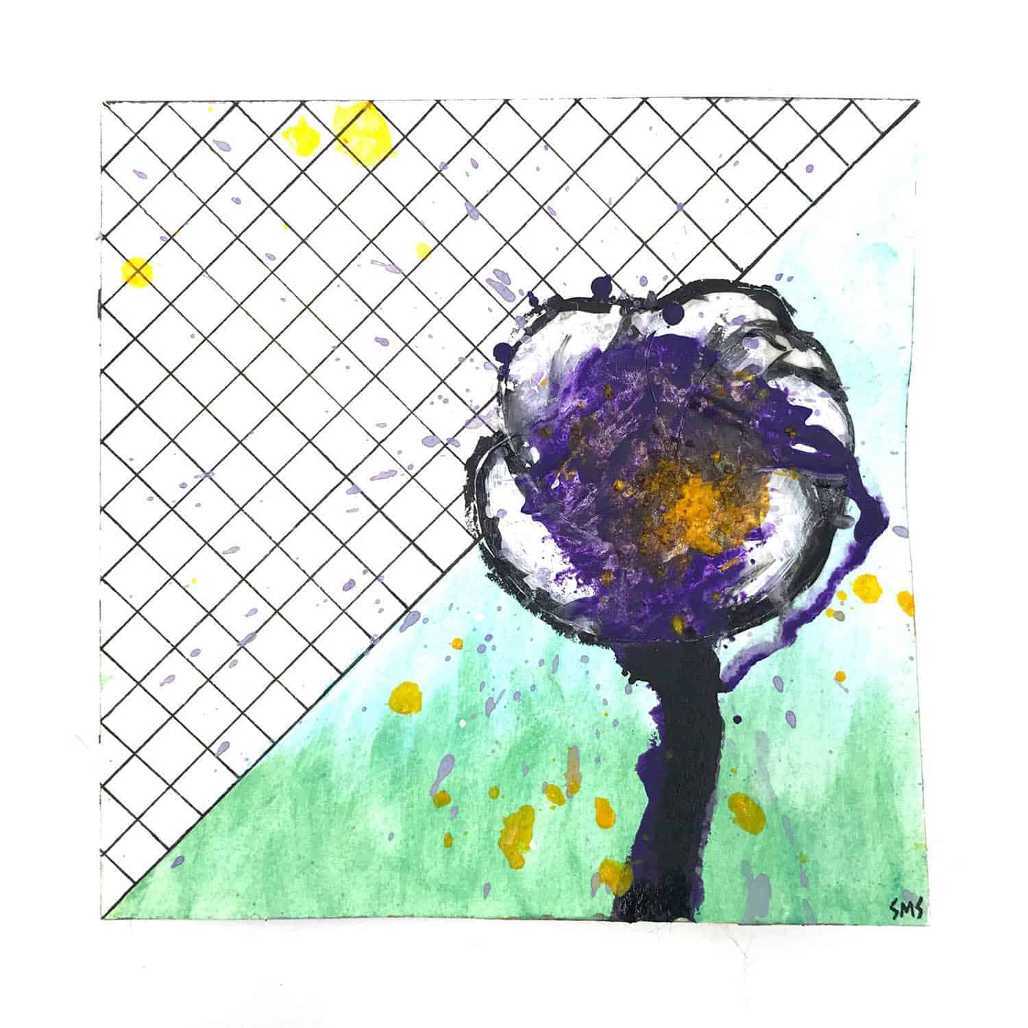 prink-flower-haiku-smschumacher-painting Prink mixed media haiku painting by Sarah M. Schumacher